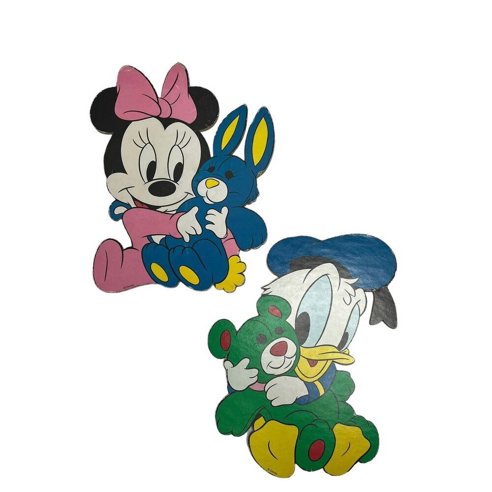 2 Vtg 90’s Disney‎ Minnie Mouse Donald Duck Wall Decor Nursery Cardboard Cutouts
